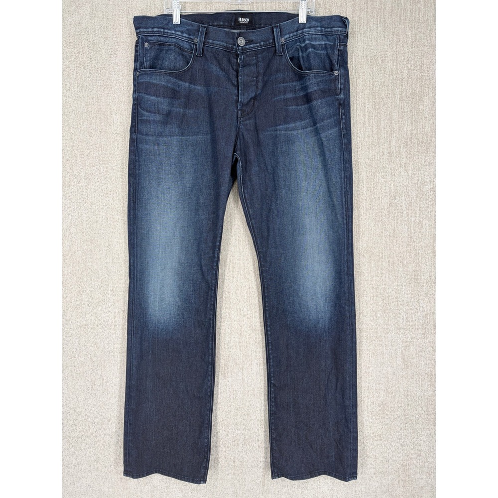 Hudson Jeans Men 38 (Fits 40x34) Blue Clifton Bootcut Dark Wash Button Fly Denim